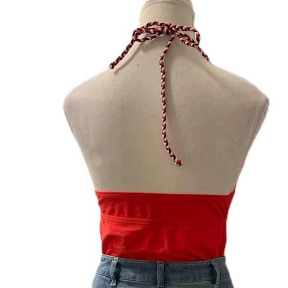 Mossimo NWT Red and Navy Halter Tankini Swimwear Top Size Medium - Picture 5 of 6